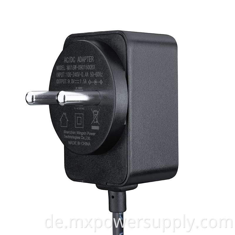 12V1A 12V1.5A 9V1A Indian plug power adapter with BIS